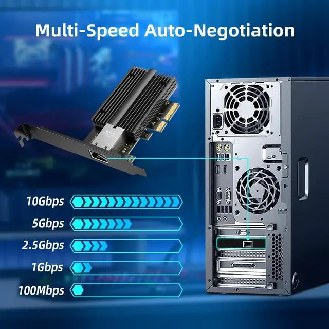 Main image of QFly 10G PCIe Network Card PCIe, 10 Gigabit Ethernet Adapter with AQC113 Controller, 10Gb RJ45 Port NIC Card, Supports Windows10/11/Windows Server/Linux