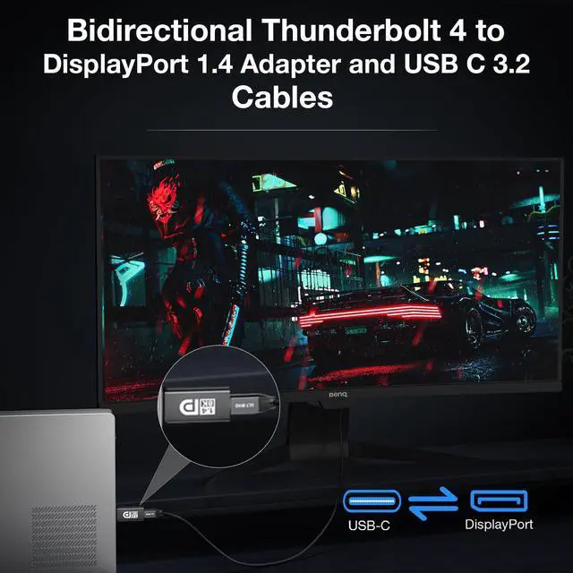 Alt view image 2 of 5 - 8K@60Hz USB C to DisplayPort 1.4 Adapter and USB 3.2 Gen2x2 Cable Suit,Thunderbolt 3/4 to DP Converter, Compatible with MacBook,Phone 17/16/15,iPad Pro,Samsung,Galaxy,Lenovo/HP/Dell/ASUS