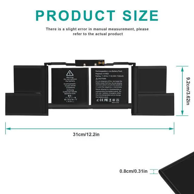 Alt view image 2 of 5 - A1953 Laptop Battery for MacBook Pro A1990 (Mid 2018 2019 ) MacBook Pro 15" EMC 3215 EMC 3359 BTO/CTO MV902LL/A MV912LL/A MV922LL/A MV932LL/A MV942LL/A MV952LL/A MR962LL/A MV962LL/A MV972LL/A MV902B/A
