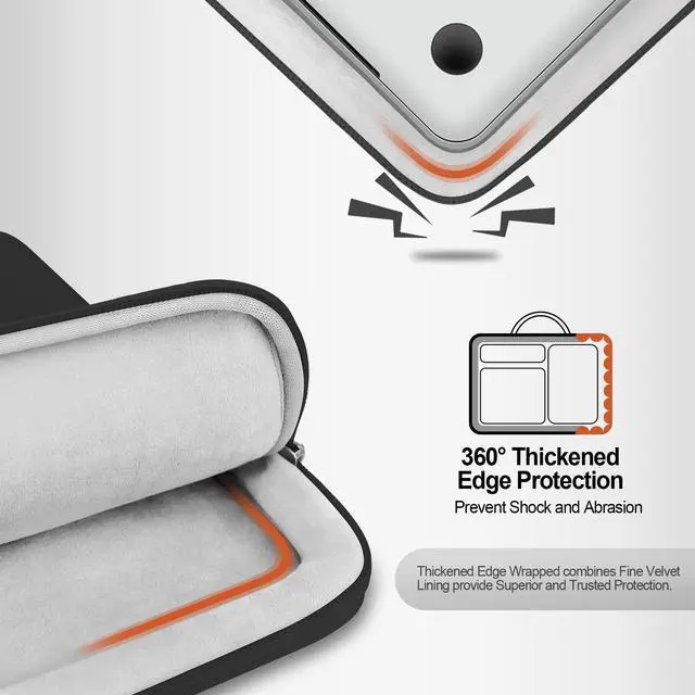 Alt view image 3 of 5 - Lacdo 360° Protective Laptop Sleeve Case for MacBook Air/Pro, 13-13.3 inch Notebook, 14 inch New MacBook Pro M4/M3/M2/M1 A3112 A3401 A3185 A2992 A2918 A2779 A2442 2024-2021 Computer Bag, Black