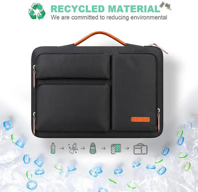 Alt view image 2 of 5 - Lacdo 360° Protective Laptop Sleeve Case for MacBook Air/Pro, 13-13.3 inch Notebook, 14 inch New MacBook Pro M4/M3/M2/M1 A3112 A3401 A3185 A2992 A2918 A2779 A2442 2024-2021 Computer Bag, Black