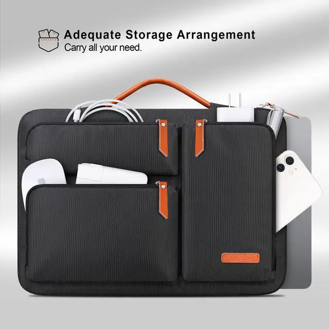 Alt view image 4 of 5 - Lacdo 360° Protective Laptop Sleeve Case for MacBook Air/Pro, 13-13.3 inch Notebook, 14 inch New MacBook Pro M4/M3/M2/M1 A3112 A3401 A3185 A2992 A2918 A2779 A2442 2024-2021 Computer Bag, Black