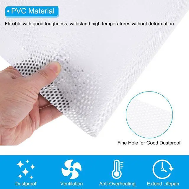 Alt view image 3 of 5 - PATIKIL PC Fan Dust Mesh 39.4"x11.8" 0.03" Hole, 4 Pcs PVC Computer Cooler Dust Filter PC Case Cover Grills for Computer Cooler Fan Case Dustproof, White