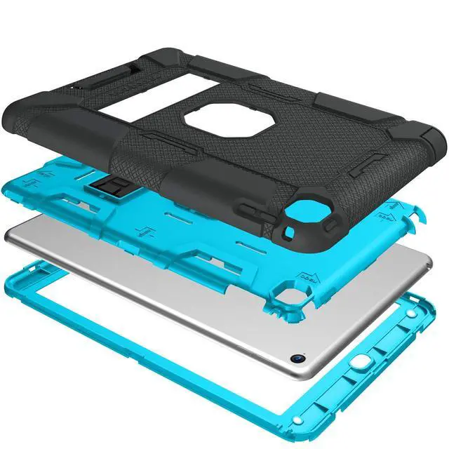 Alt view image 5 of 5 - BENTOBEN iPad Air 2 Case, Hybrid Shockproof Protective Case with Kickstand Rugged Triple-Layer Shock Resistant Drop Proof Case Cover for iPad Air 2 with Retina Display/iPad 6, Black/Blue