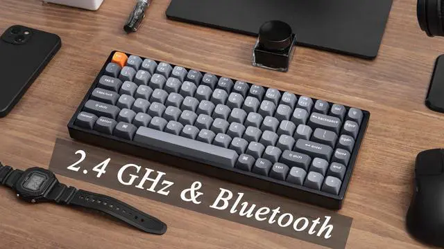 Alt view image 4 of 5 - Keychron K2 Max 75% Layout QMK Custom Mechanical Keyboard, Wireless 2.4 GHz/Bluetooth/Wired Compact 84 Keys with White Backlight, Super Red Switch Gaming Keyboard for Mac/Windows/Linux