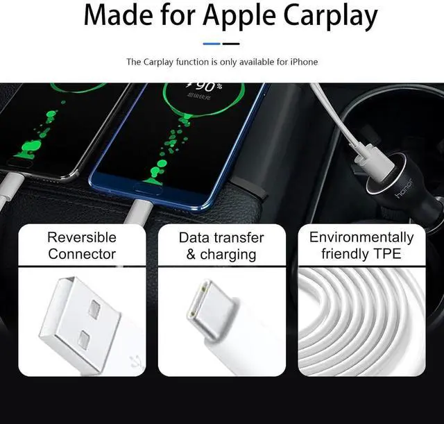 Alt view image 2 of 4 - 10 Pack i Phone 17 Car Carplay Cable USB A to USB Type C Charging Charger for iPhone 17 Air/16E 16 15 Pro Max Plus Data Cord iPad 13 a16 2025 Pro 12.9, Air 5 4 Mini 6,Samsung Galaxy Tab A7 A8 A9 S9 S8