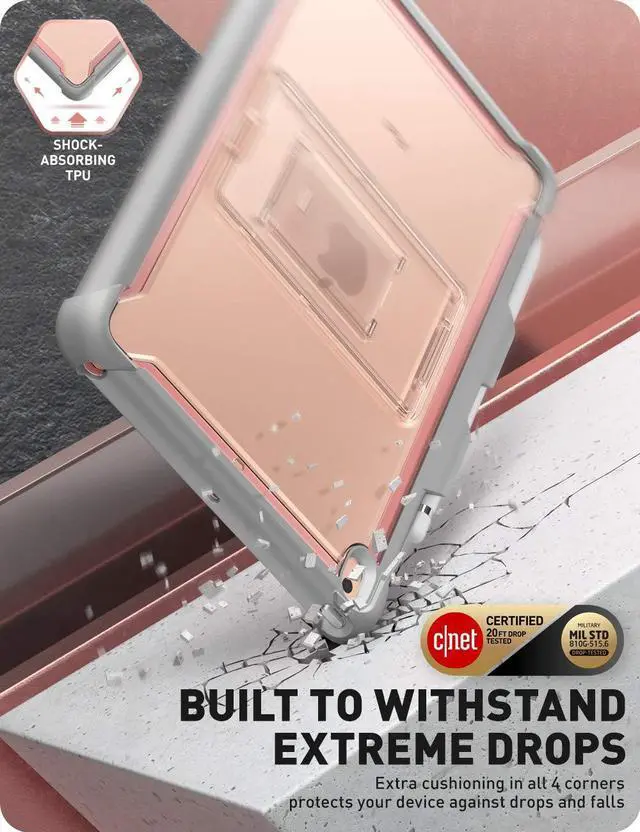 Alt view image 2 of 5 - i-Blason Ares Case for New iPad 9th/8th/7th Generation, iPad 10.2 2021/2020/2019 Case, Full-Body Kickstand with Built-in Screen Protector Cover with Pencil Holder (Rosegold)