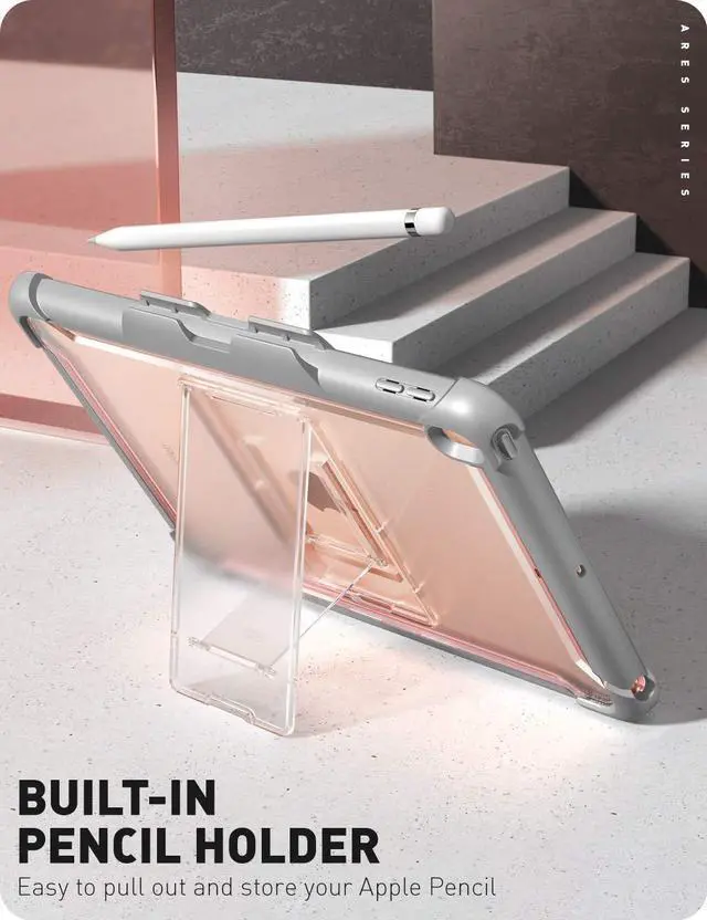 Alt view image 5 of 5 - i-Blason Ares Case for New iPad 9th/8th/7th Generation, iPad 10.2 2021/2020/2019 Case, Full-Body Kickstand with Built-in Screen Protector Cover with Pencil Holder (Rosegold)