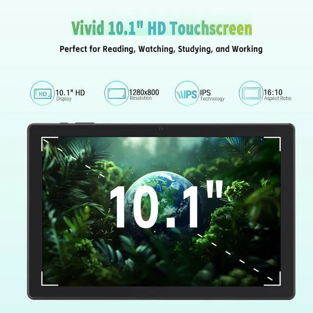 Alt view image 4 of 5 - 10 inch Tablet - Android 15 Tablet for Adults - Google Tablet Computer with HD IPS Touch Display, Octa-Core, 8GB RAM 64GB ROM, 512GB Expand, Wi-Fi 6 (2.4G + 5G), Dual Camera, 5000mAh Battery - Silver