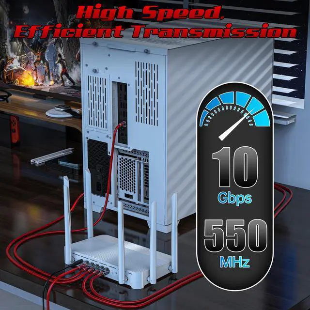 Alt view image 4 of 5 - 2 Feet Cat6 Patch Cables(24 Pack), Solid Pure Copper Patch Cord, Cat 6 Ethernet Cable, UTP Network, High Speed RJ45 Internet Cables, Compatible for Router, Switche, PC, Server, PS4/5, Xbox - Red