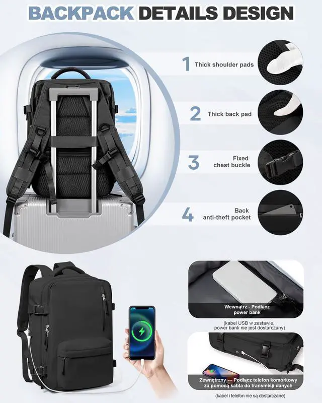 Alt view image 5 of 5 - Vacuum Backpack Travel with Pump,mochila compresion al vacio 18x14x8 inches Personal Item Carry on Backpacks,Vacuum Seal Backpack Travel Water Resistant Business Work Laptop Backpack,Black