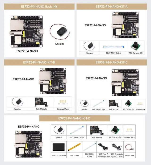 Alt view image 4 of 5 - Waveshare ESP32-P4-NANO High-Performance Development Board, Based On ESP32-P4 Chip with RISC-V Dual-core and Single-core Processors, Bundle with RPi Camera (4 Items)