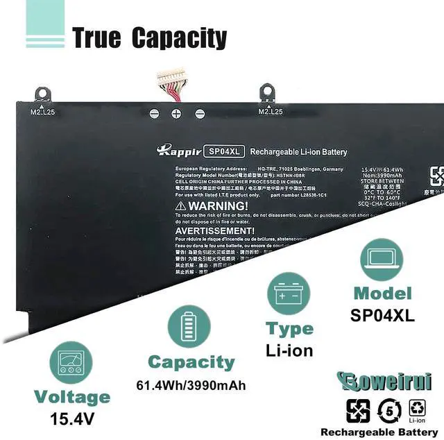 Alt view image 5 of 5 - BOWEIRUI SP04XL L28764-005 Battery Replacement for HP Spectre X360 Convertible 13-AP000 13T-AP000 13-AP0053DX 13-AP0XXX 13-AP0013DX 13-AP0045NR 13-ap0030tu