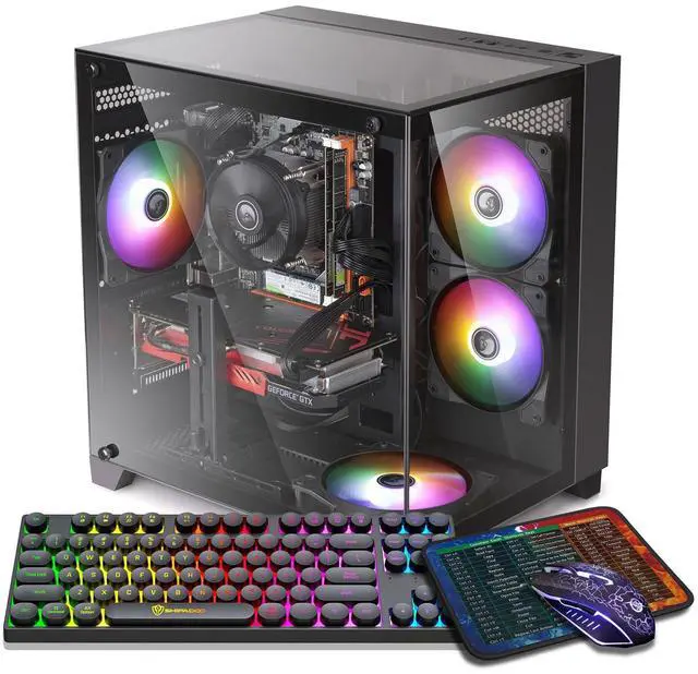 Main image of ZER-LON Gaming PC Desktop Computer, Intel Core I7-7700 up to 4.2 GHz, RTX 4060 8G, 16G DDR4 RAM, 1TB NVME SSD, WiFi 5.0, Prebuilt Gaming PC Tower Computer with RGB Fan x 4