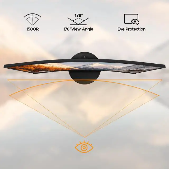 Alt view image 4 of 5 - KOORUI 24 inch Curved Monitor, Full HD 1080P Curved Computer Monitor, 100Hz 1500R PC Screen, TÜV Rheinland Certified, HDMI VGA, Tilt Adjustment, LCD Display, Eye Care, Black 24N5CA