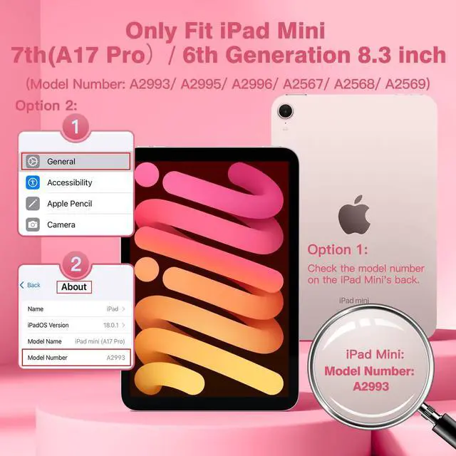 Alt view image 2 of 5 - Cousper for iPad mini 7 Keyboard Case A17 Pro 2024/iPad Mini 6 Generation Case with Keyboard 2021 8.3 Inch, Pencil Holder, 7 Color Backlit Detachable Keyboard Cover for iPad mini 7th/6th Gen,Red