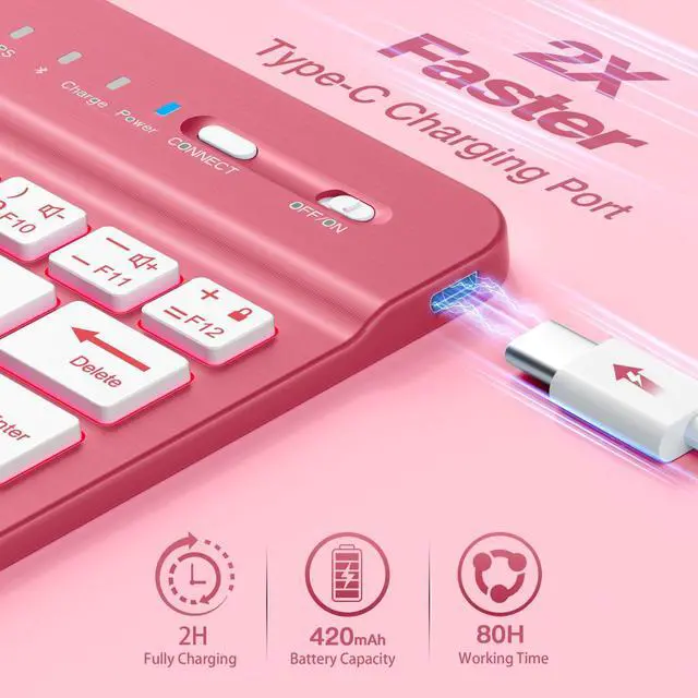 Alt view image 3 of 5 - Cousper for iPad mini 7 Keyboard Case A17 Pro 2024/iPad Mini 6 Generation Case with Keyboard 2021 8.3 Inch, Pencil Holder, 7 Color Backlit Detachable Keyboard Cover for iPad mini 7th/6th Gen,Red