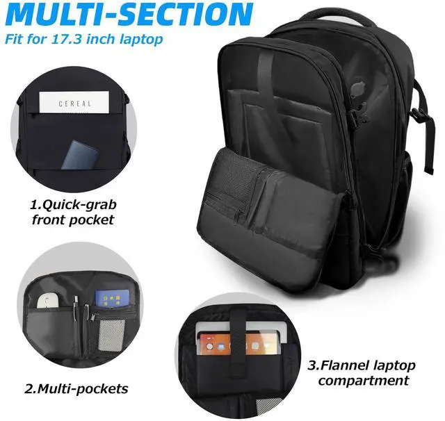 Alt view image 4 of 5 - Lovvento Air Vacuum Compression Travel Backpack: Expandable Carry On Bag Vacuum with Pump Fit 17.3inch Laptop for Women and Men - Suitable for Business and Work Waterproof(Black)