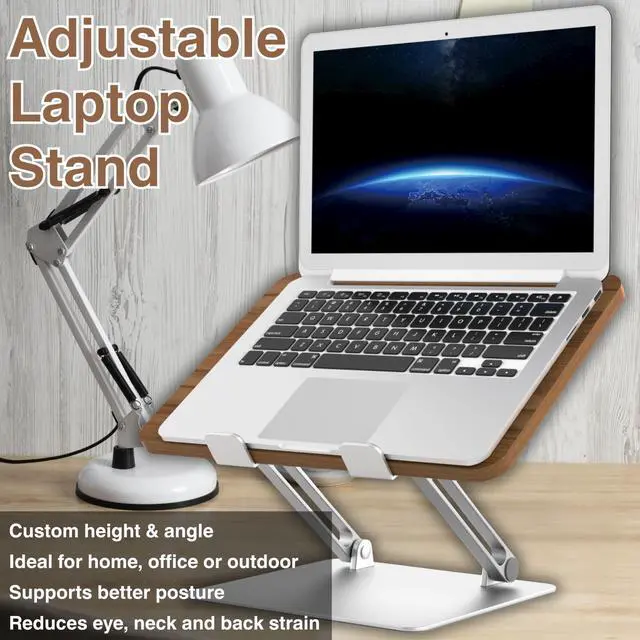 Alt view image 2 of 5 - AVARO Adjustable Laptop Stand  Ergonomic Laptop Stand with Customizable Height & Angle, Robust Design Laptop Riser for Desk, Portable, Foldable & Durable Computer Stand for Home or Office Use