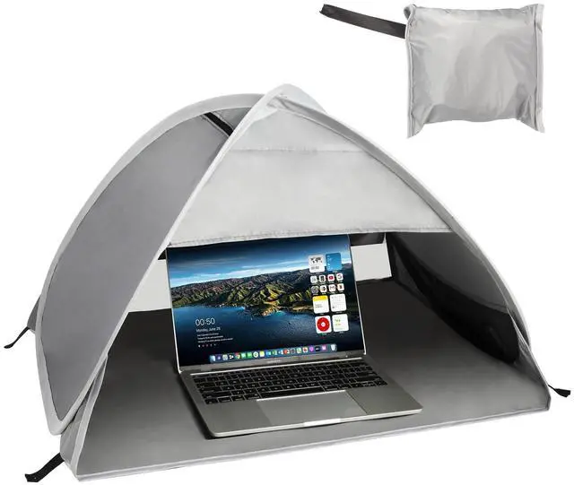 Main image of Laptop Tent - Laptop Sun Shade - for Work from Anywhere, Anti-Glare, Lightweight, Foldable & Portable Shield Cover for Outdoors, Computer Privacy Hood for Laptop, Towels, Drinks & More