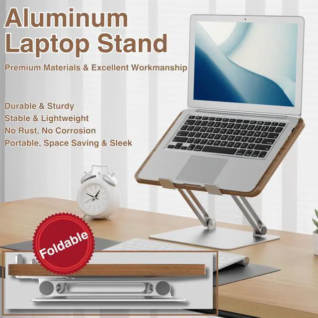 Alt view image 3 of 5 - AVARO Adjustable Laptop Stand  Ergonomic Laptop Stand with Customizable Height & Angle, Robust Design Laptop Riser for Desk, Portable, Foldable & Durable Computer Stand for Home or Office Use