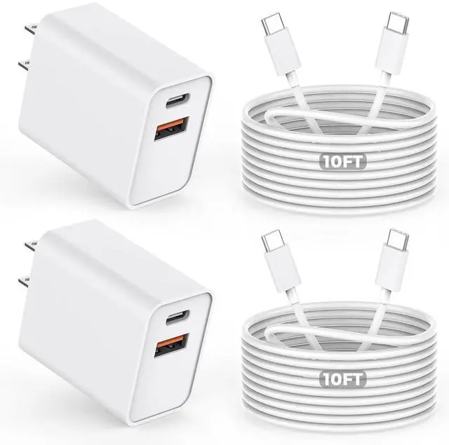 Main image of 10FT iPhone 17/16e Fast Charger,2Pack 20W Dual Port USB C+A Power Adapter 10Foot Long USB C to C Fast Charging Cable Cord Quick Charging for iPhone 17 Air/17 Pro/17 Pro Max/16/16 Pro/15/15 Pro/Pro Max