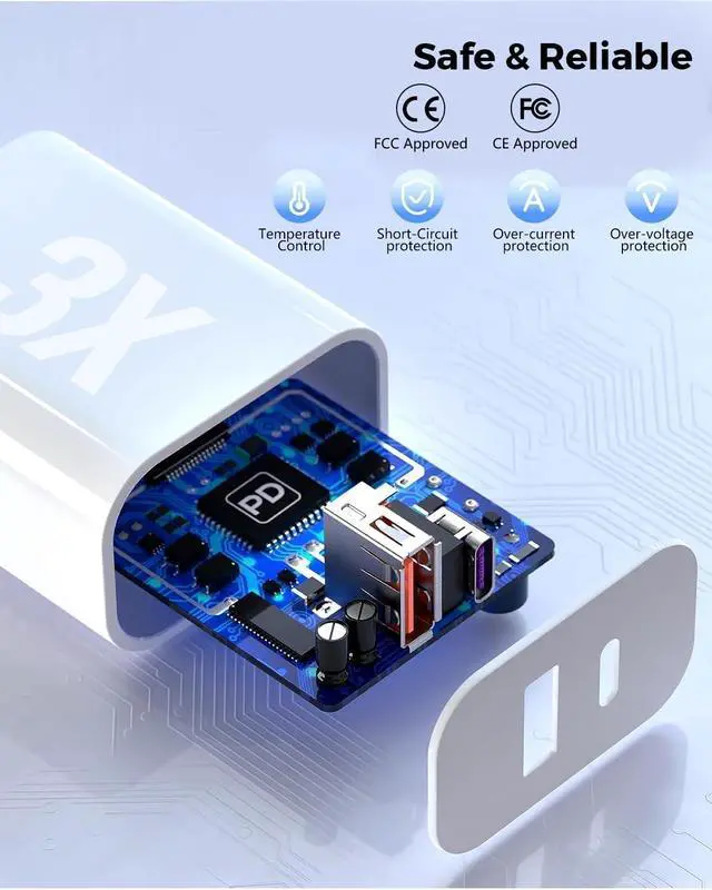 Alt view image 3 of 5 - 10FT iPhone 17/16e Fast Charger,2Pack 20W Dual Port USB C+A Power Adapter 10Foot Long USB C to C Fast Charging Cable Cord Quick Charging for iPhone 17 Air/17 Pro/17 Pro Max/16/16 Pro/15/15 Pro/Pro Max