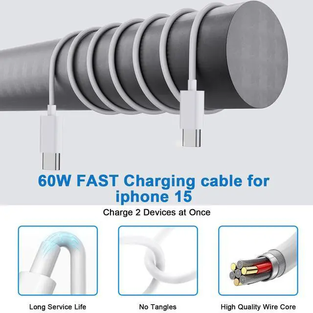 Alt view image 5 of 5 - 10FT iPhone 17/16e Fast Charger,2Pack 20W Dual Port USB C+A Power Adapter 10Foot Long USB C to C Fast Charging Cable Cord Quick Charging for iPhone 17 Air/17 Pro/17 Pro Max/16/16 Pro/15/15 Pro/Pro Max