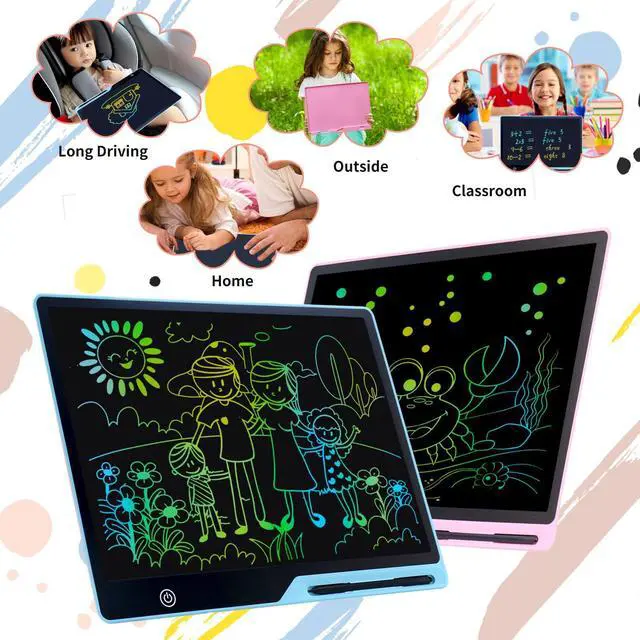 Alt view image 3 of 5 - 16 Inch Rechargeable LCD Drawing Tablet,Electronic Writing Tablet with Large Colorful Screen,Learning Gifts for 3-8 Year Old Boys and Girls (Ages 3+) Pink
