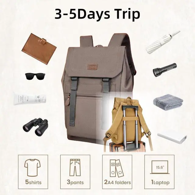 Alt view image 3 of 5 - RELITRK Laptop Backpack Women,Work Backpack Woman Canvas,Commuter Black,Bookbag Fits 17 inch Lapop.