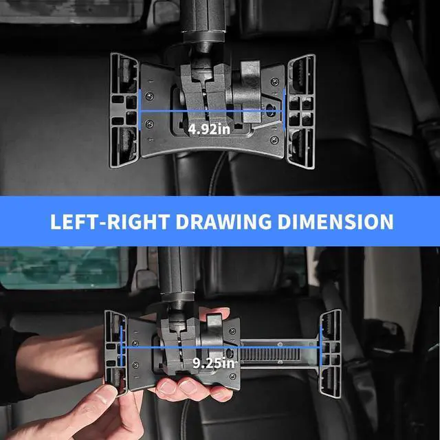 Alt view image 4 of 5 - OUGEDRIVE Tablet Mount for JL JT,Rear Seat Ipad Mount/Phone Holder Compatible with 2018-2023 Jeep Wrangler JL JLU & Gladiator JT&4XE for iPad Pro Air Mini/Galaxy Tab/Kindle Fire HD/Switch OLED