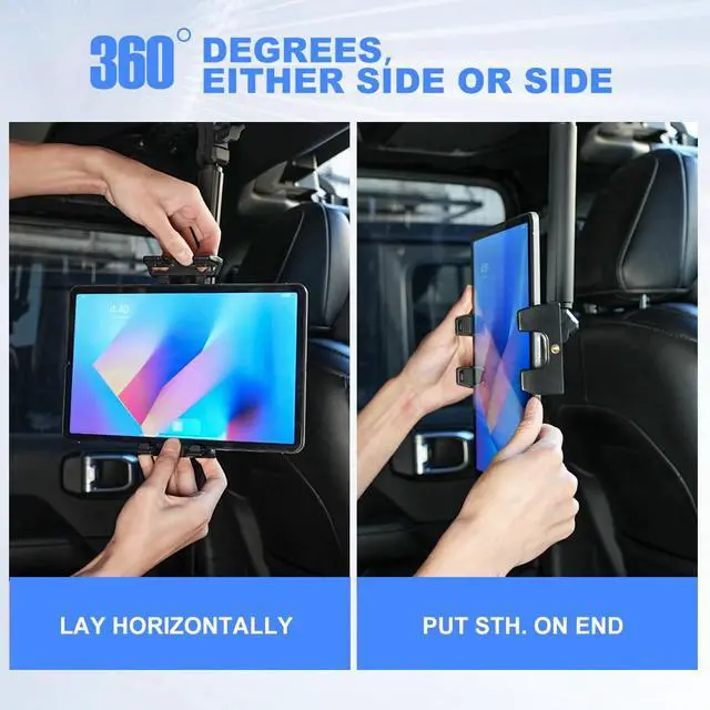 Alt view image 5 of 5 - OUGEDRIVE Tablet Mount for JL JT,Rear Seat Ipad Mount/Phone Holder Compatible with 2018-2023 Jeep Wrangler JL JLU & Gladiator JT&4XE for iPad Pro Air Mini/Galaxy Tab/Kindle Fire HD/Switch OLED