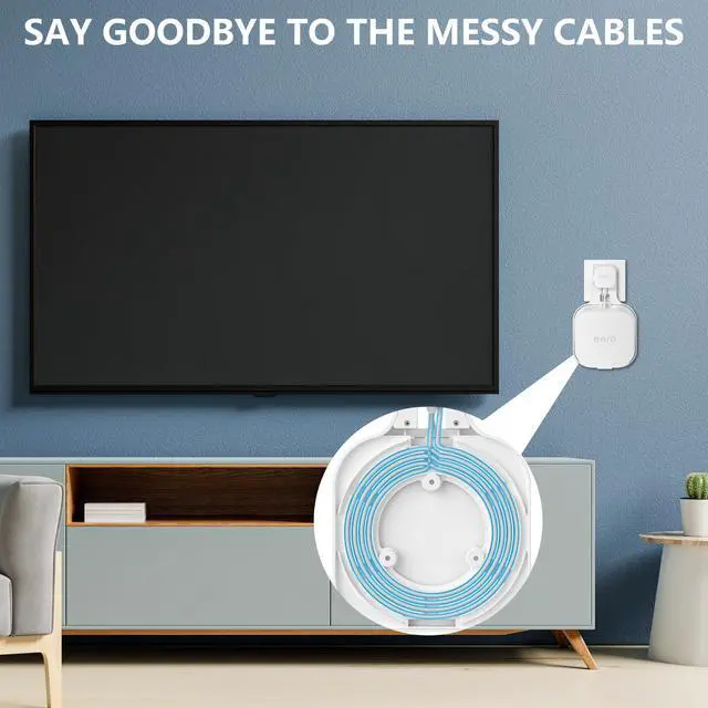 Alt view image 5 of 5 - Wall Mount Holder for eero 7 Home WiFi System - Space Saving Wall Bracket with Cable Management, Vertical/Horizontal Plug Option, White (3Pack)