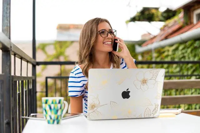 Alt view image 3 of 5 - Teryeefi for 2022 2020 MacBook Pro 13 inch Case M2/M1 Chip (Model A2338 A2289 A2251 with Touch Bar), Plastic Hard Shell Case & Keyboard Cover & Screen Protector, Gold Floral Leaf