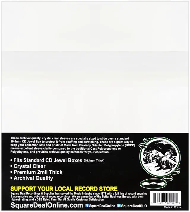 Alt view image 2 of 5 - CD Sleeves - RESEALABLE Premium 2mil Thick - Archival Quality, Crystal Clear - Holds 1 Standard 10.4mm CD Jewel Box (500 Sleeves)