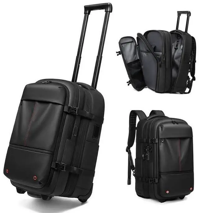 Main image of Fiordcase Vacuum Rolling Backpack with Vacuum System, Built-in Pump and Charging Port, Carry On Luggage with Vacuum Seal Bag, Wheels, Travel Suitcase with Vacuum Compression Bag for 17" Laptop