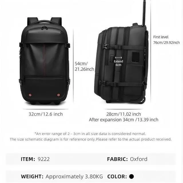 Alt view image 4 of 5 - Fiordcase Vacuum Rolling Backpack with Vacuum System, Built-in Pump and Charging Port, Carry On Luggage with Vacuum Seal Bag, Wheels, Travel Suitcase with Vacuum Compression Bag for 17" Laptop