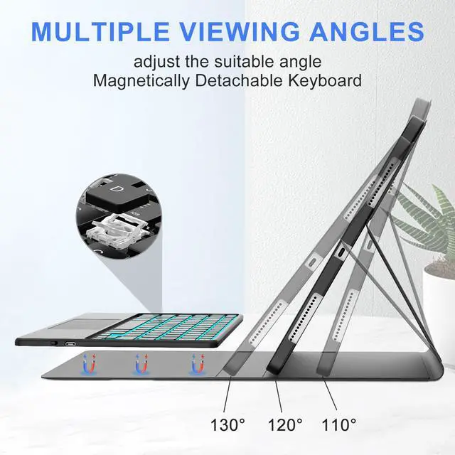 Alt view image 5 of 5 - Keyboard Case for Xiaomi Pad 7/ Pad 7 Pro 11.2 Inch, 7 Color Backlit, Magnetic Detachable Wireless Bluetooth Keyboard, Multi-Touch Trackpad, Stain Resistant Cover, Rechargeable, Black (Backlit)