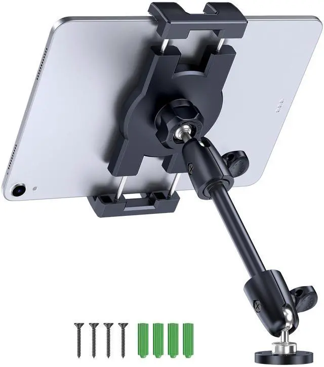 Main image of CreaDream Tablet Holder for Car, Aluminum Tablet Mount for Truck, Angle Adjustable with Drill Base, iPad Car Holder for Dashboard, Wall, Boat, Vehicle, Compatible with 4.7"-13" Tablets, iPads, Phones