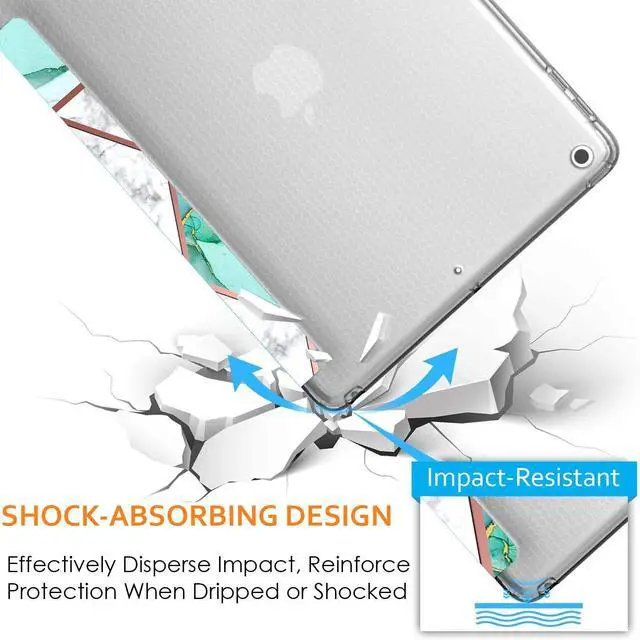 Alt view image 4 of 4 - DuraSafe Cases for iPad 10.2 Inch 9 Gen 2021 iPad 8 Gen 2020 iPad 7 Gen 2019 [iPad 9th 8th 7th ] A2602 A2270 A2197 MK663LL/A MK673LL/A MYN62LL/A Printed Adjustable Stand Case TPU Back - Marble Green