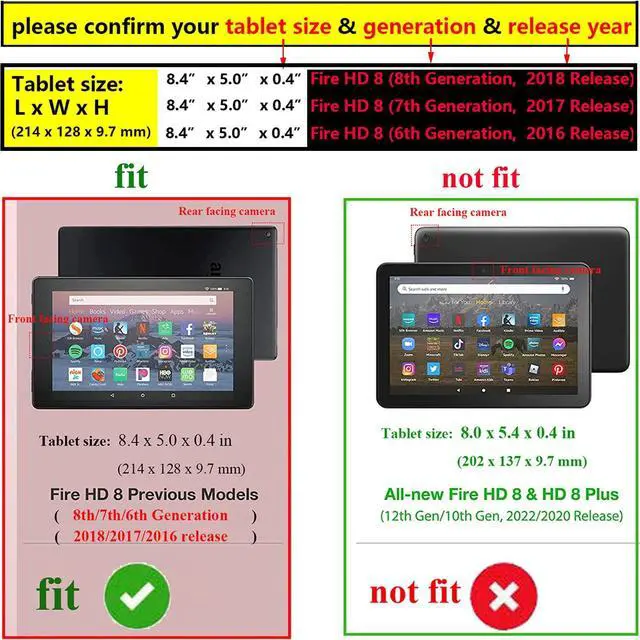 Alt view image 2 of 5 - UUcovers for Amazon 8 inch Kindle Fire HD 8 (2018/2017/2016) Case 8th/7th/6th Generation with Pencil Holder Card Slots Stand PU Leather Magnetic Smart Folio Cover [Auto Wake/Sleep],Blue Unicorn Horse