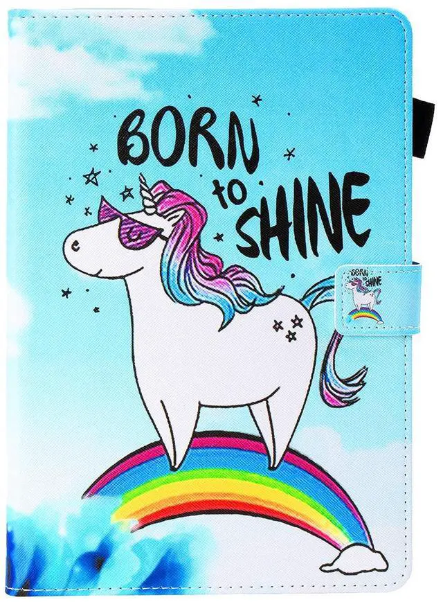 Alt view image 3 of 5 - UUcovers for Amazon 8 inch Kindle Fire HD 8 (2018/2017/2016) Case 8th/7th/6th Generation with Pencil Holder Card Slots Stand PU Leather Magnetic Smart Folio Cover [Auto Wake/Sleep],Blue Unicorn Horse