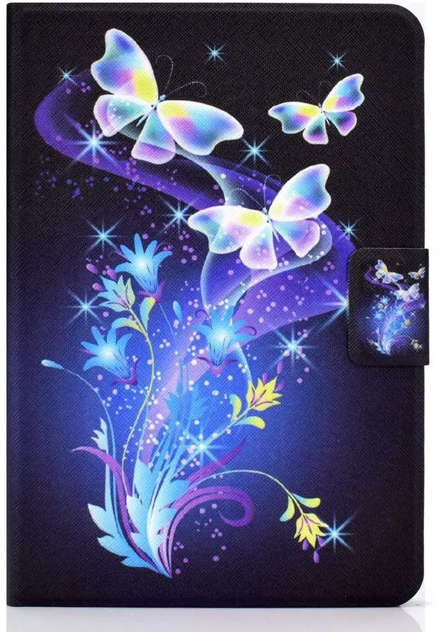 Alt view image 3 of 5 - UUcovers Case for Amazon Kindle Fire HD 10/10 Plus Tablet (only Fits 11th Generation, 2021 Release) 10.1" with Stand/Card Pockets/PU Leather Shockproof Cover [Auto Sleep/Wake],Purple Butterfly Flower