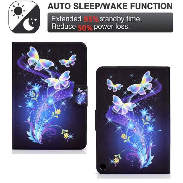 Alt view image 5 of 5 - UUcovers Case for Amazon Kindle Fire HD 10/10 Plus Tablet (only Fits 11th Generation, 2021 Release) 10.1" with Stand/Card Pockets/PU Leather Shockproof Cover [Auto Sleep/Wake],Purple Butterfly Flower