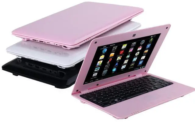 Alt view image 2 of 5 - Goldengulf 2025 Version 10.1 Inch Portable 8GB Computer Laptop PC Quad Core Android 6.0 Mini Netbook Slim and Lightweight Notebook YouTube Player Flash (Pink)