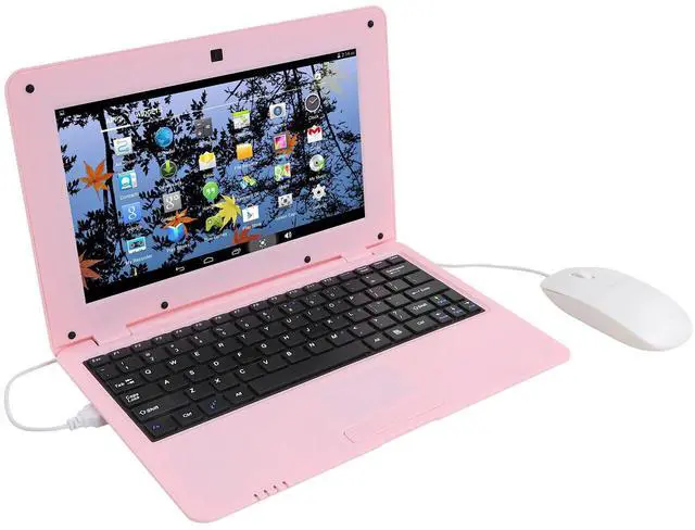 Alt view image 4 of 5 - Goldengulf 2025 Version 10.1 Inch Portable 8GB Computer Laptop PC Quad Core Android 6.0 Mini Netbook Slim and Lightweight Notebook YouTube Player Flash (Pink)