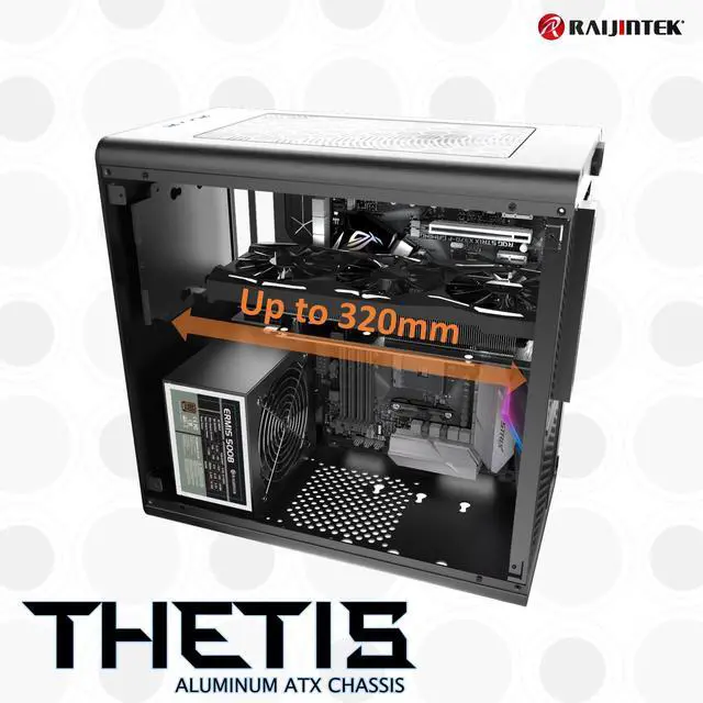 Alt view image 4 of 5 - raijintek Thetis Window Black Desktop Computer Case  Box of Computer (Desktop, PC, Aluminium, SPCC, ATX, Micro-ATX, Mini-ITX, Black, 1.5 mm)