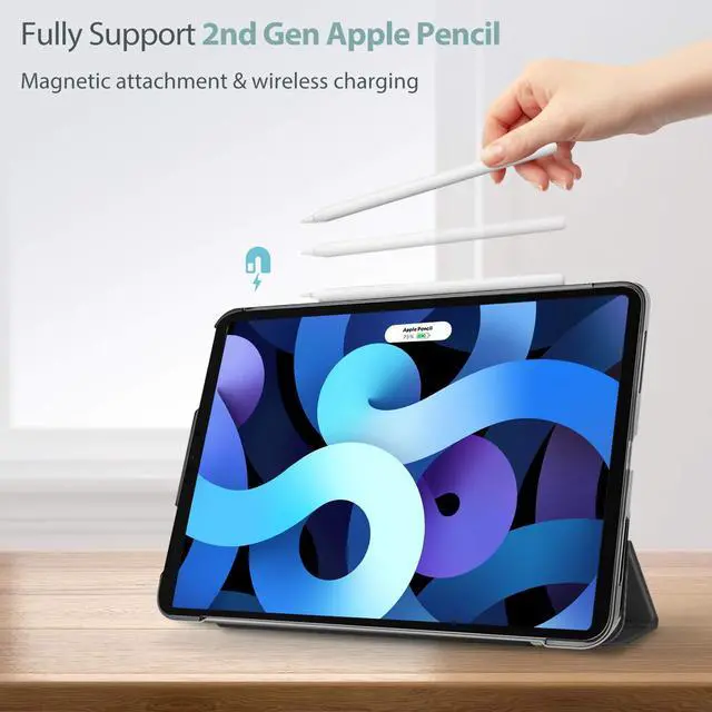 Alt view image 3 of 5 - ProCase iPad Air 5th Generation Case 2022 / iPad Air 4th 2020 Case 10.9 Inch -Black Bundle with 2 Pack iPad Air 5 2022 / Air 4 2020 Screen Protector, iPad Pro 11 2021 2020 2018 Tempered Glass