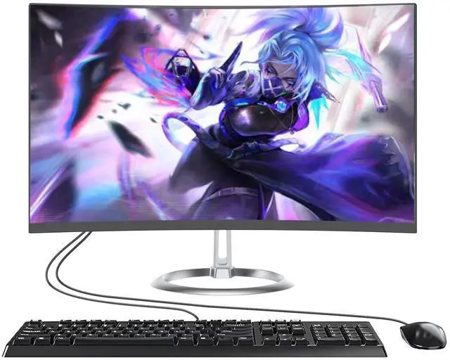 Main image of SIUGHVA 24" Curved FHD All-in-One Desktop Computer, N5095 8GB RAM, 512GB SSD, Quad-Core, Wired Keyboard & Mouse, RGB Speaker (N5095/8G/512G)