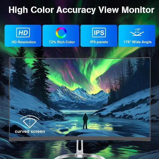 Alt view image 3 of 5 - SIUGHVA 24" Curved FHD All-in-One Desktop Computer, N5095 8GB RAM, 512GB SSD, Quad-Core, Wired Keyboard & Mouse, RGB Speaker (N5095/8G/512G)